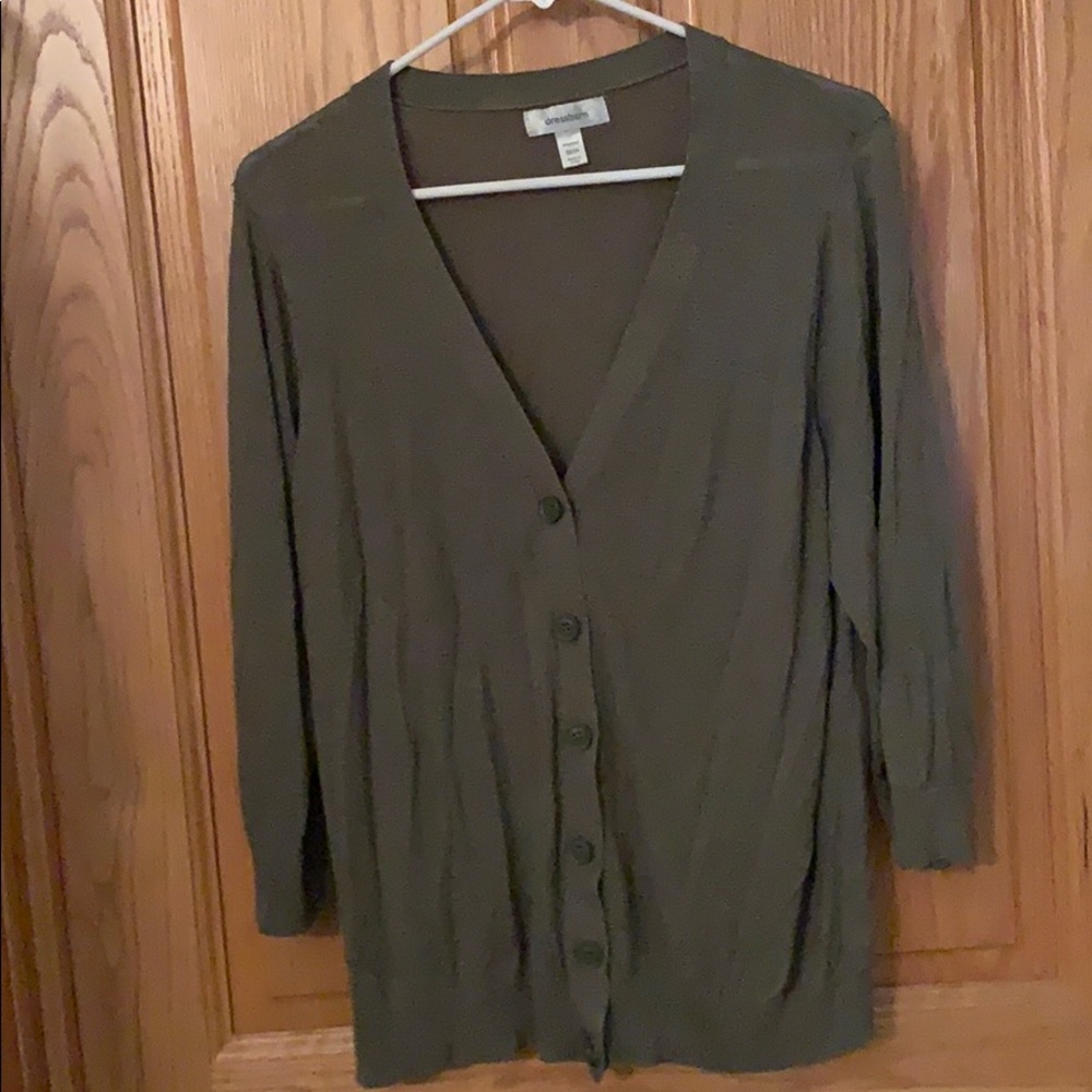 Dress Barn olive green 3/4 sleeve cardigan
